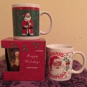 🎄 3 Santa Clause Christmas Mugs